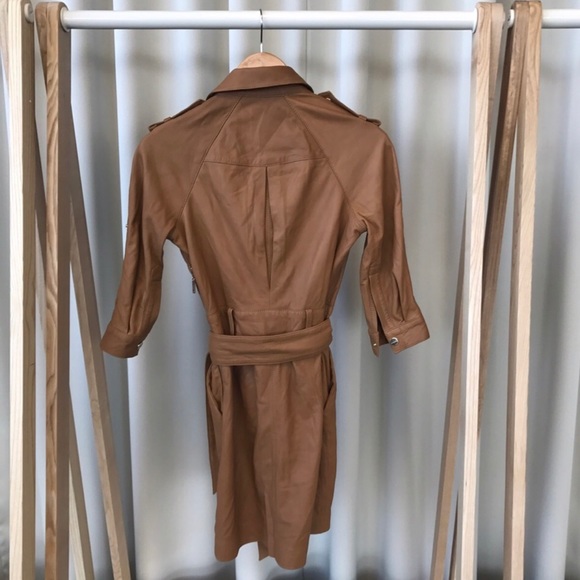 MARCIANO camel/tan leather wrap dress size 0 - Picture 3 of 5